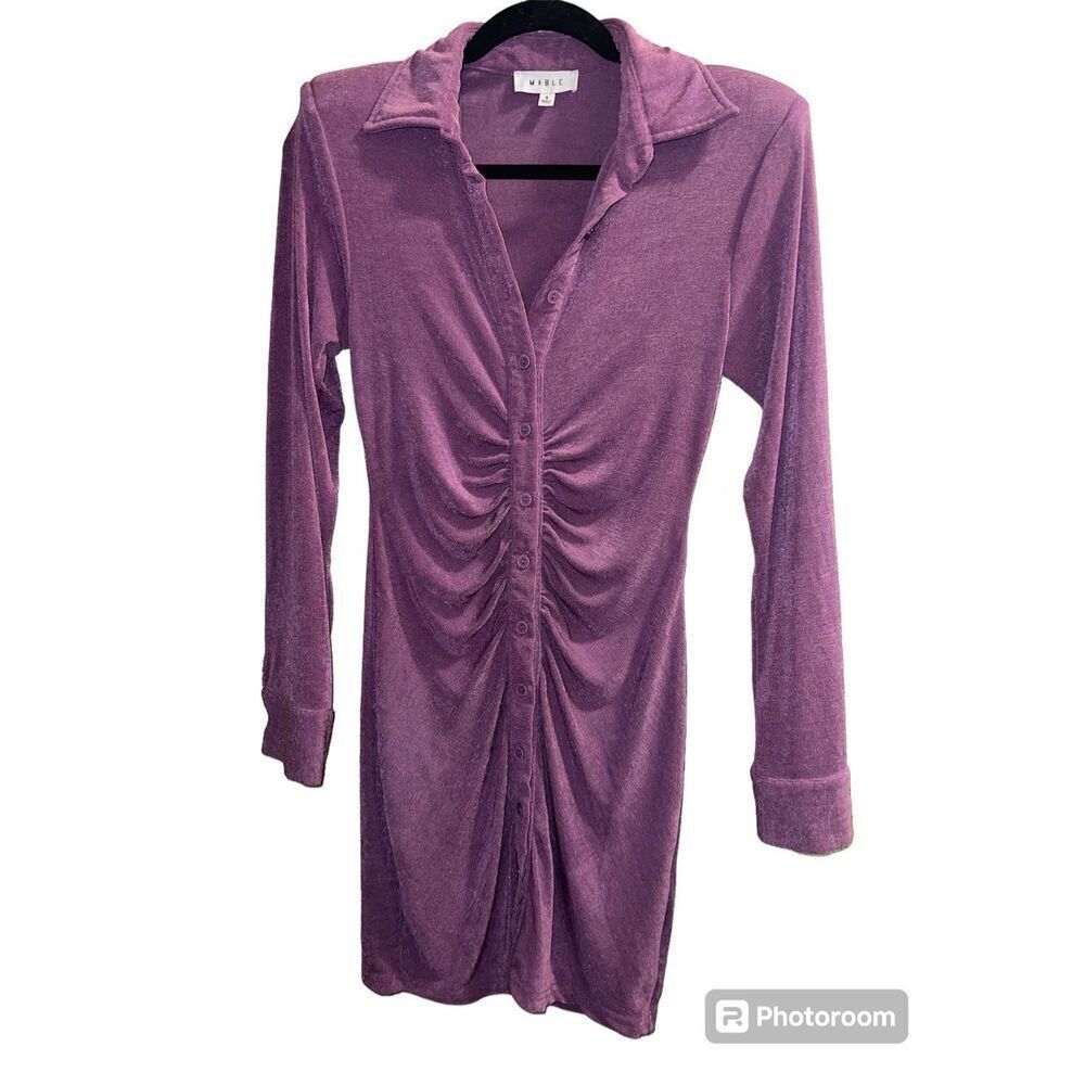 ✨MABLE EMERSYN SLINKY BUTTON DOWN SZ SMALL PURPLE DRESS✨ - Picture 6 of 10